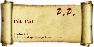 Pék Pál névjegykártya
